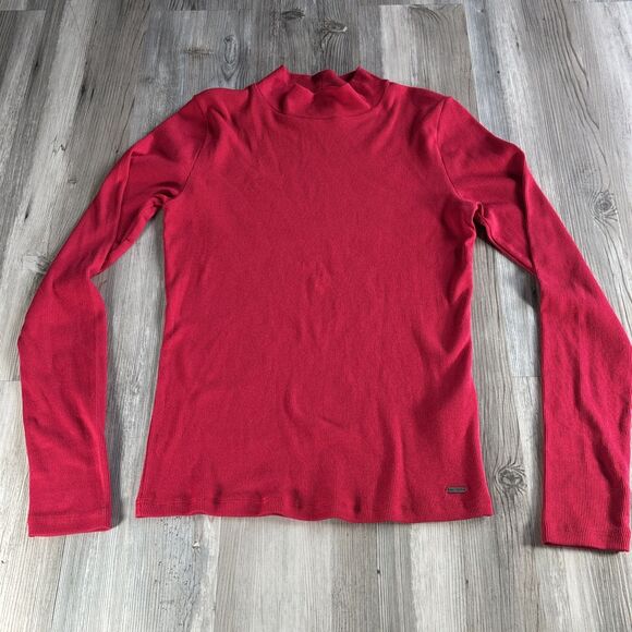 Hollister Must Have Collection Long Sleeved Red Ribbed Mock Neck Shirt Size Larg - Picture 7 of 10